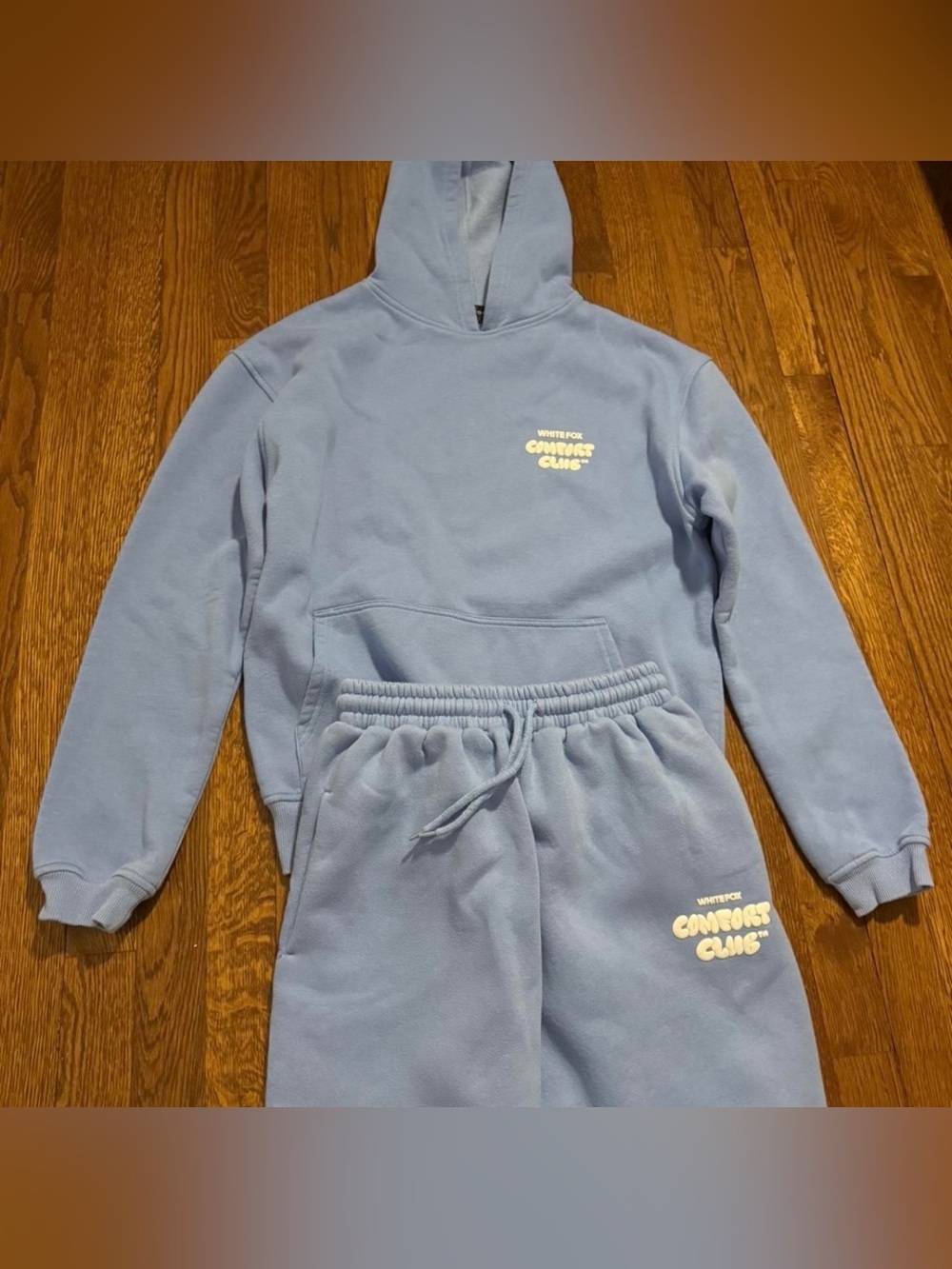 White Fox Boutique Light Blue Fleece Hoodie and Sweatpants Matching Set